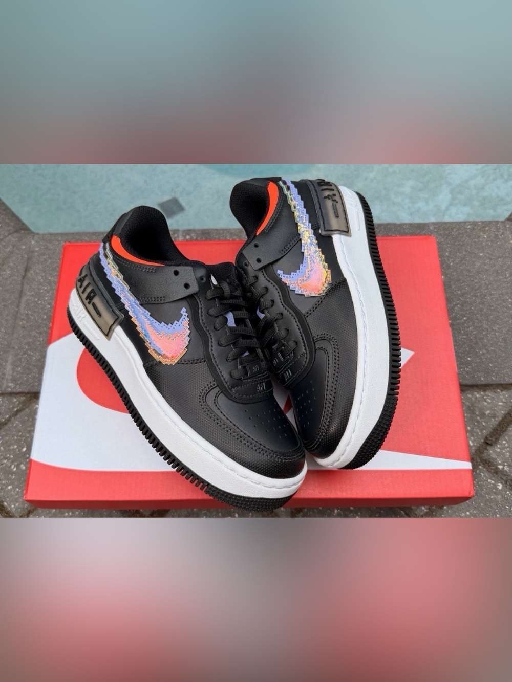 WMNS NIKE AIR FORCE 1 SHADOW PIXEL BLACK PINK PURPLE WHITE CV8480-001 SZ 5